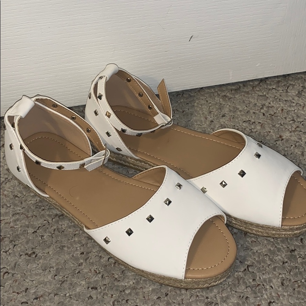 White studded sandals